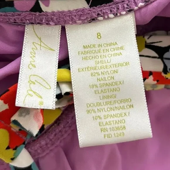 Anne Cole Floral Halter One Piece Swimsuit Keyhole Back Beach Women Size 8 - Picture 4 of 7